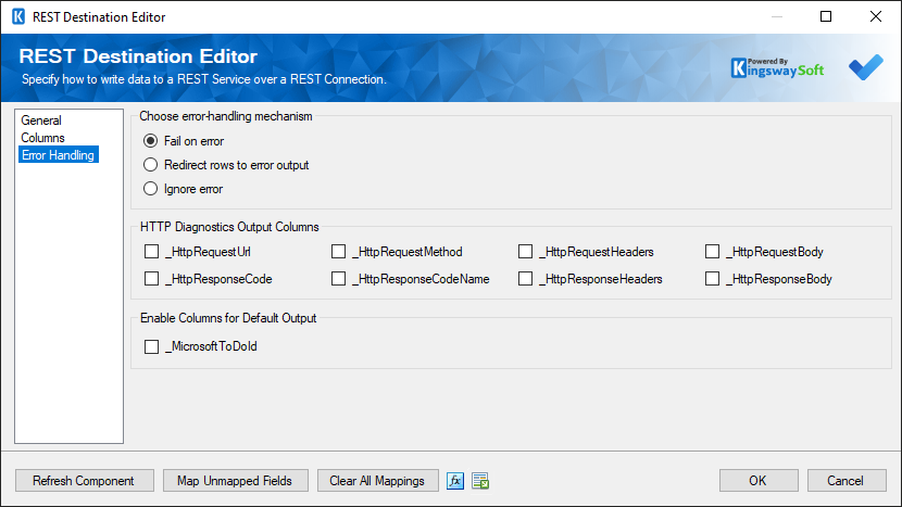 Microsoft To Do Destination Component - Error handling